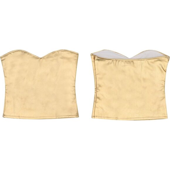 Women’s Metallic Silver Tube Top Strapless Crop Top Sexy Rave Festival Wear - Picture 6 of 7